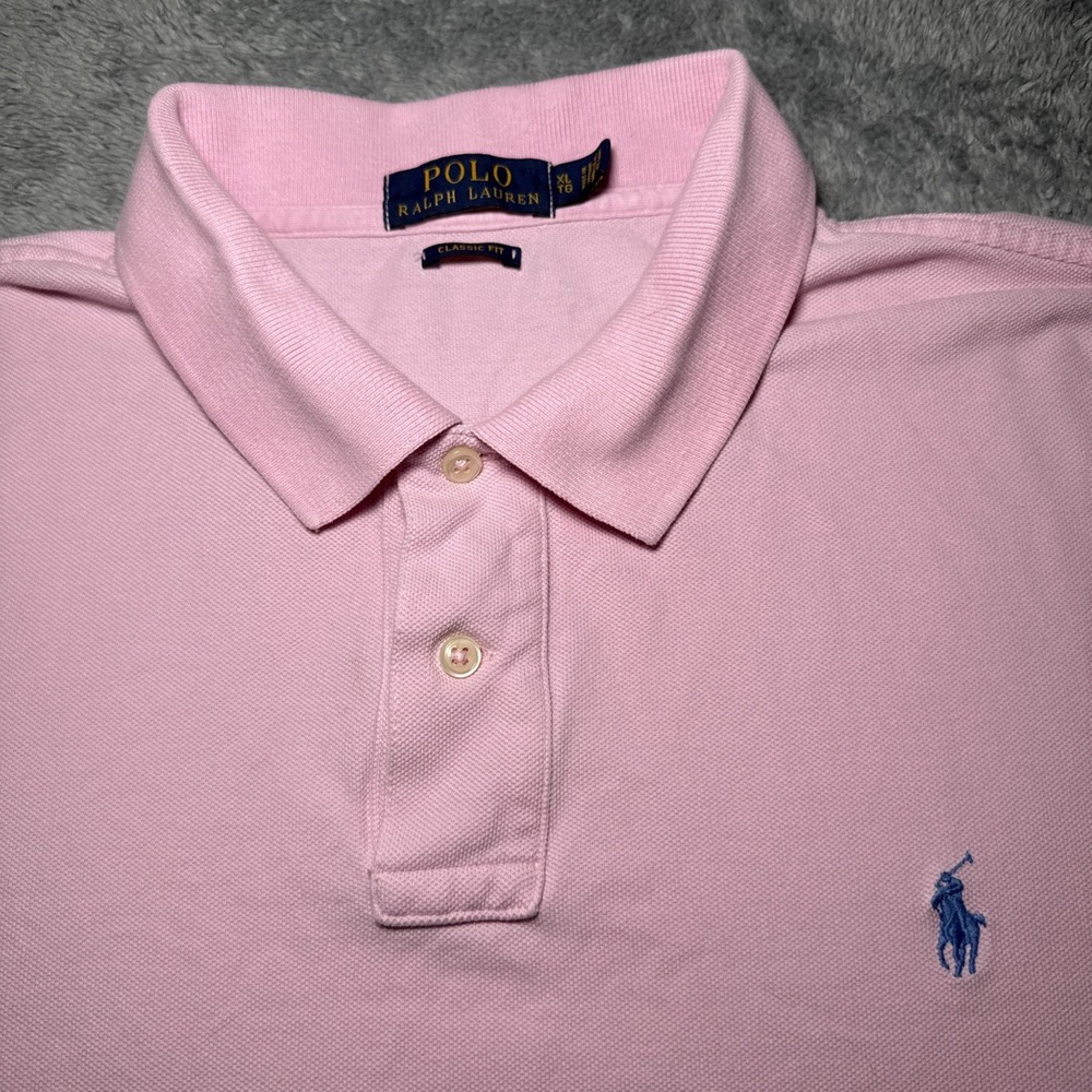 Polo Ralph Lauren Men's XL Light Pink Classic Fit Short Sleeve Shirt Blue Pony